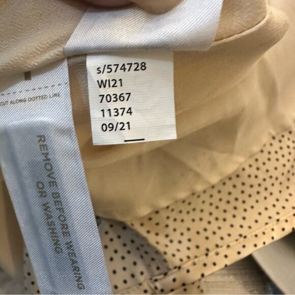 LOFT Satin Polka Dot Midi Dress Beige Black Long Sleeve Size 14 - Picture 12 of 15